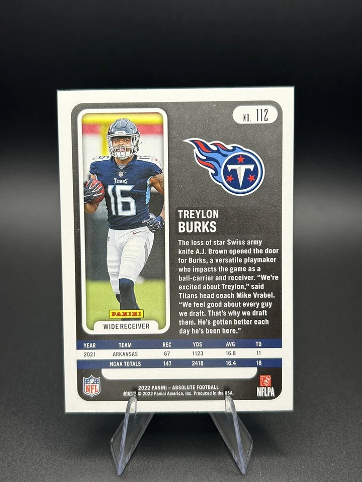 2022 Panini Absolute Treylon Burks RC #112 - Image 2 of 2