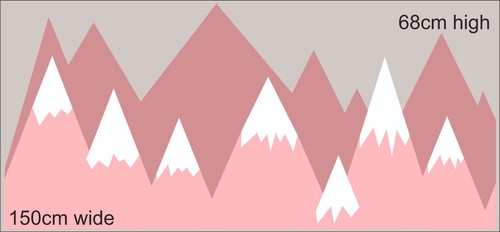 Autocollant mural scandinave nordique crèche montagnes art décalcomanie rose - Photo 2/2
