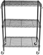 3-Tier Storage Shelves, Heavy Duty Metal Shelves Wire Rack Shelving Unit, Adjust