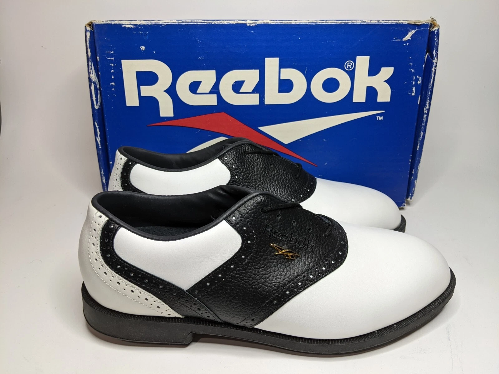 Scarpe da golf vintage Reebok pelle uomo taglia 8 1 2 nuove con scatola