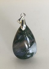 28.80ct 100% Natural Green & White Moss Agate Pendant