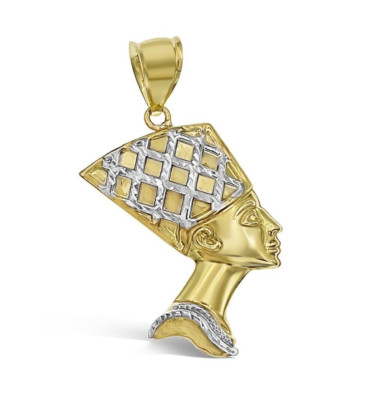 10k Gelbgold Ägyptische Königin Nofretete Anhänger Charm 1,5 Zoll