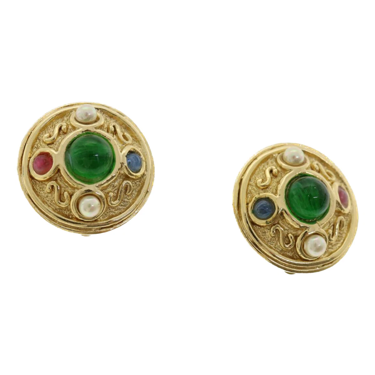 Bijou boucle d'oreille Dior métal doré authentique