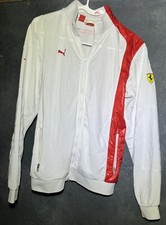 Scuderia Ferrari Racing Track Jacket Boys Large L White Red Puma Italy Supercar