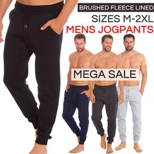 Mens Cuffed Jogger Elastic Waist Tracksuit Bottoms Trackpants Plain M L XL XXL 