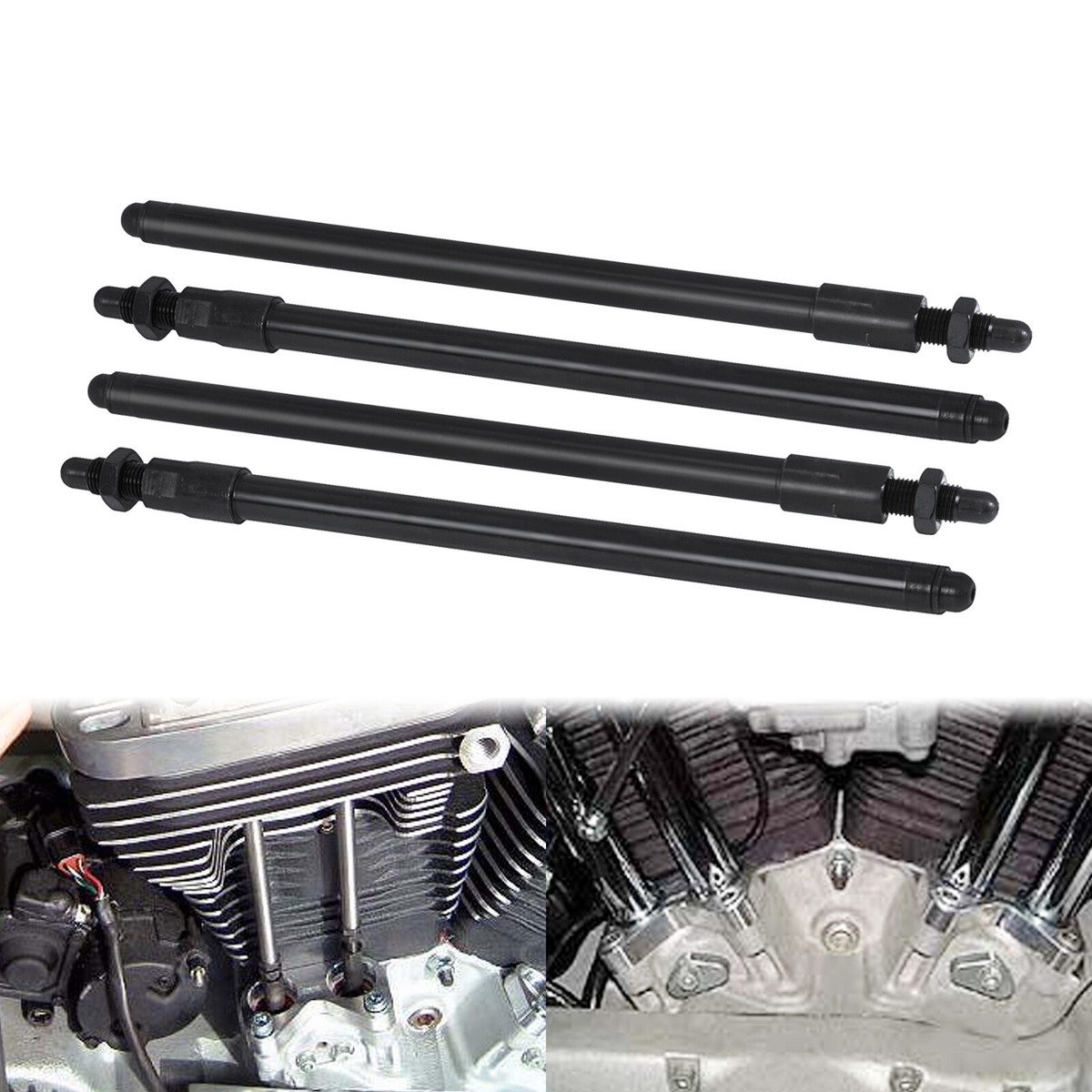 Adjustable Pushrods & Covers Kit For 1999-2017 Harley Twin Cam (Excludes 2017 Touring) - Black
