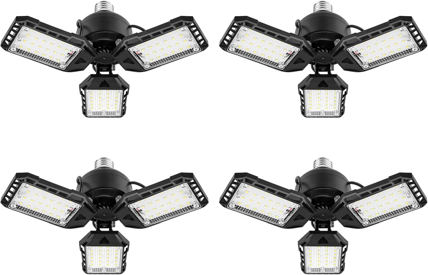 80W 8000LM 6500K LED Garage Lights Bulb 4 Pack with 3 Adjustable Panels