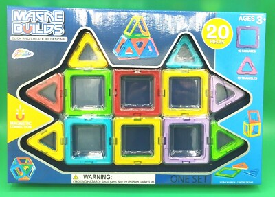 Magnetic Building Blocks Tiles 20 Pcs Magne Builds 3D Grafix For Kids