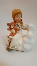 Vintage Goebel blond girl on cloud with teddy bear Christmas Weihnacht 7" tall
