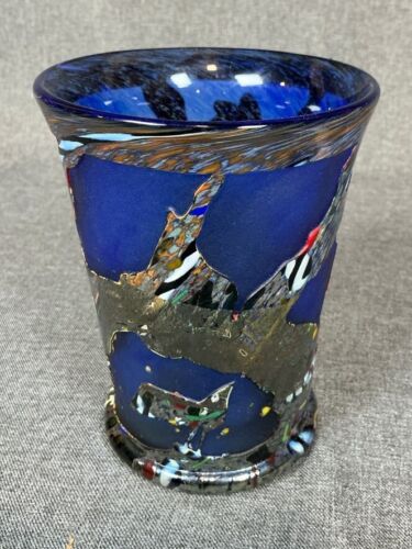 Kosta Boda Bertil Vallien Retired Multi-color Art Glass Vase Bird Motif 5 3/4"T - Picture 4 of 10