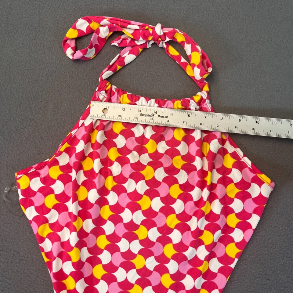 Top halter Gaze para mujer talla L círculos de natación superpuestos rosa amarillo cierre de corbata Foto 2 de 4