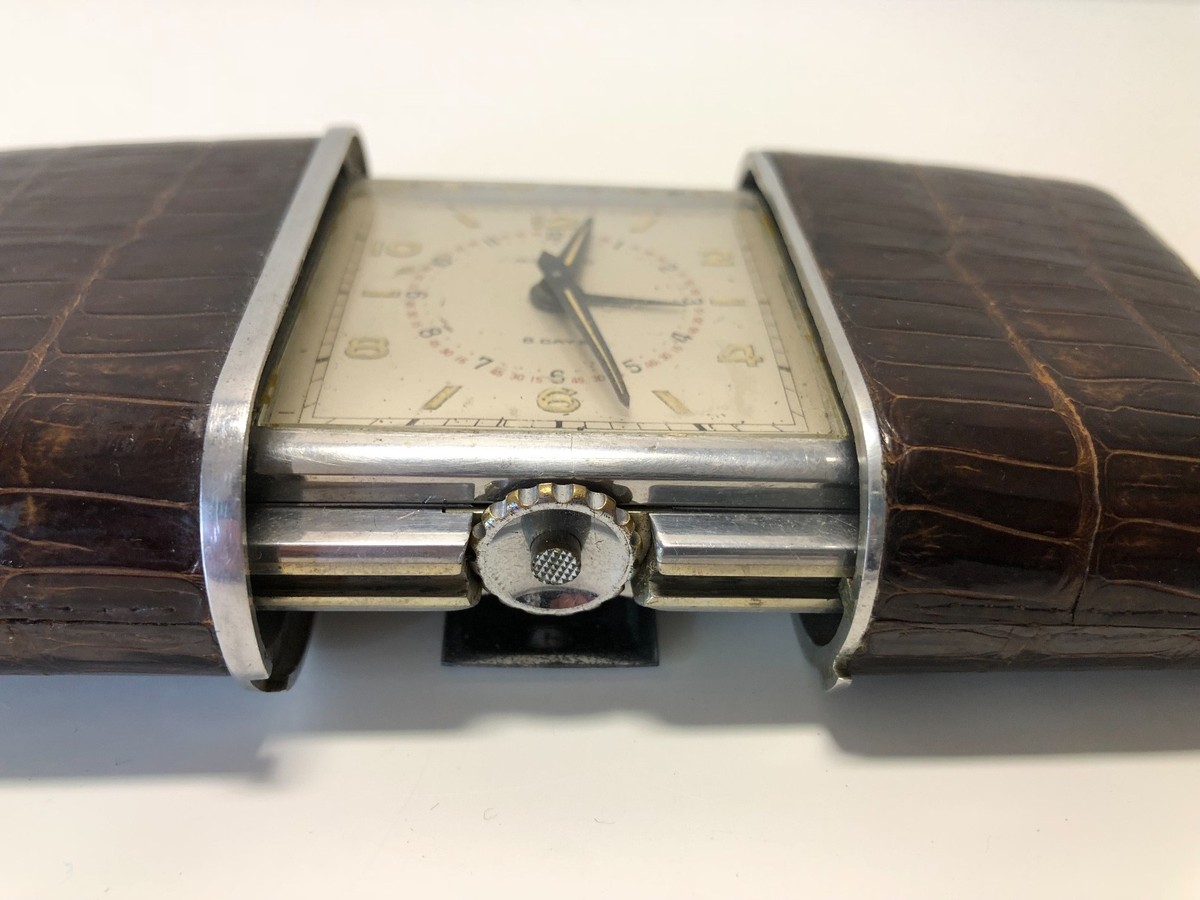 Montre Réveil Vintage MOVADO Ermeto Pullman 8 Jours - Fonctionne - Original