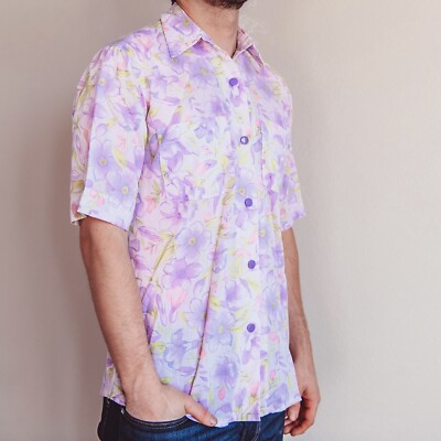 fitted lace wedding dress Hi-Tie Black Dinner Shirt Purple Floral Silk Men's Long Sleeve Shirts, M main image 1