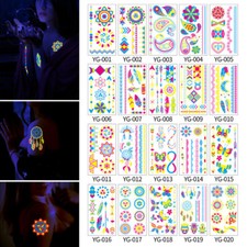 Colorful Temporary Tattoo Luminous Neon Sticker Water Transfer Waterproof