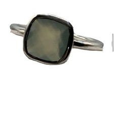 Faceted Aqua Chalcedony 925 Sterling Silver Ring Square Size 7.75