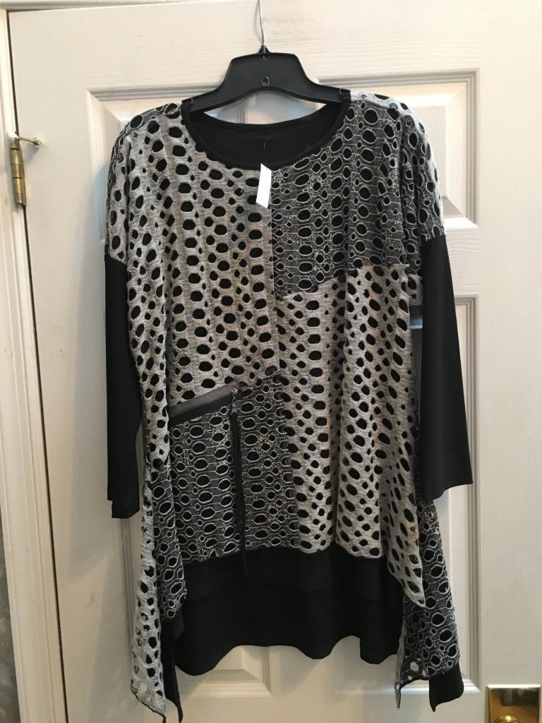 NWT IC Collection $175 Lagenlook Black/Beige M (L) Cotton NWT IC Collection $175 Lagenlook Black/Beige M (L) Cotton