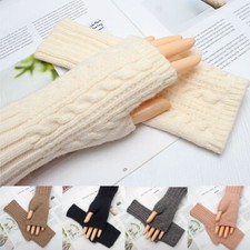 Lady Knit Half Finger Fingerless Gloves Winter Arm Hand Wrist Warmer Mittens  