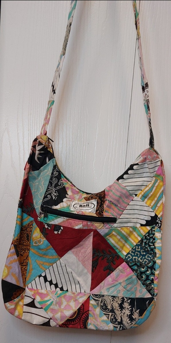 Boho Colorful Patchwork Crossbody Hippie Cotton Pouch Indie Tote Batik Hobo