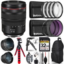 Canon RF 24-105mm IS USM Lens- 3 Lens Kit Tripod Backpack - 32GB Kit