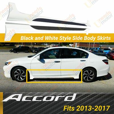 Fits 2013-2017 Honda Accord MOD Style Black White painted Side Skirts Body Kit