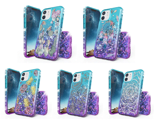 Design Liquid Quicksand 2 Tone Diamond Case Cover For iPhone 11 12 Mini Pro Max - Picture 1 of 6