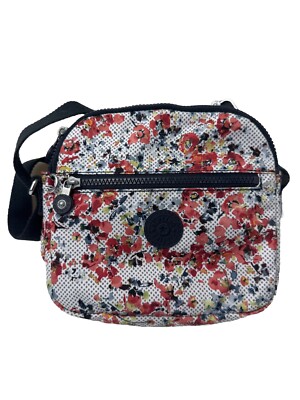 NWT Kipling HB6468 Keefe Shoulder Crossbody Bag Double Zip Nylon Busy Blossoms