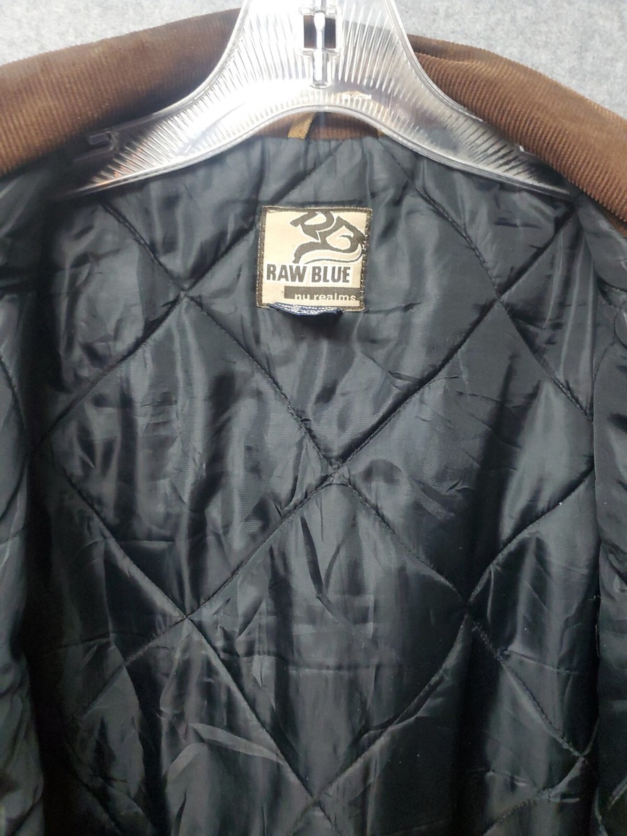 Raw Blue Nu Realms Men's 4XL Jacket Brown Duck Canvas Work Lined Quilt Stains View 4