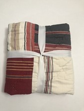POTTERY BARN RED TAN CREAM PATCHWORK AQUILT STRIPED PILLOW SHAM 100 COTTON