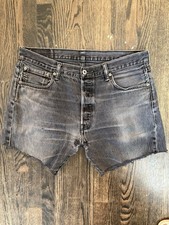 Levi's 501 Dark Wash Distressed/Destroyed Cut Off Denim Shorts Size 36