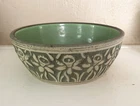 Vintage RED WING BRUSHWARE STONEWARE POTTERY BULB BOWL WITH DAFFODIL RELIEF 6.5"