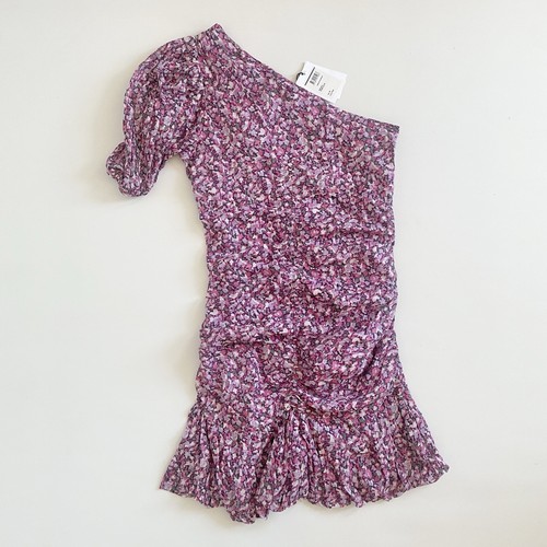 NWT Etoile Isabel Marant Lecia pink floral one shoulder dress EU36 - Picture 9 of 10