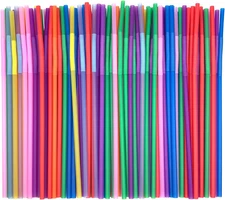 100 Pcs Flexible Colorful Plastic Drinking Straws 10.4 Bendable Disposable Party
