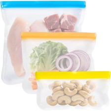 Reusable Silicone Food Storage Bags Leakproof Freezer Safe BPA Free Gallon Snack