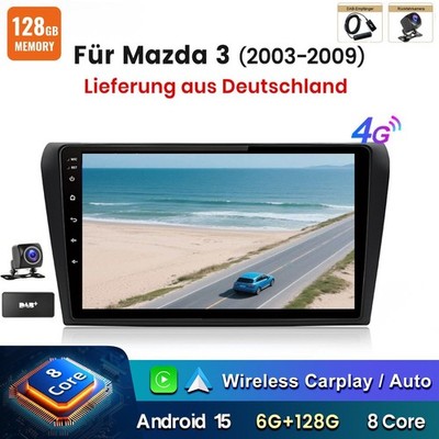 DAB+ 6+128G Autoradio Android15 Carplay GPS 4G CAM Für MAZDA 3 BK 2003-2009 Bose