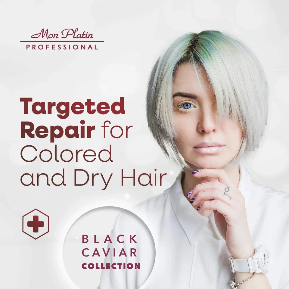 Mon Platin Black Caviar & Silk Hair Mask 17 oz – For Dry & Colored Hair - Image 2 of 4