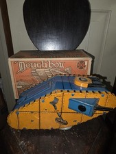 Vintage MARX Doughboy Tank Tin Litho Wind-up Toy In Original Box