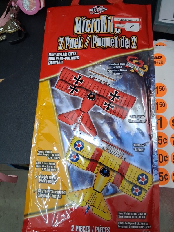 Microkite Mini Mylar Red Baron Bi-Plane X Kites New In Package