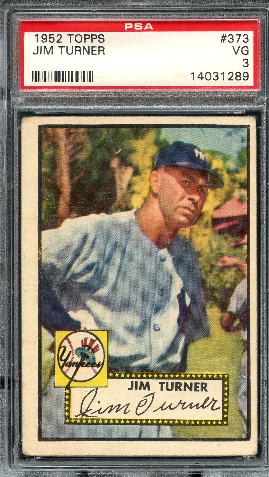 1952 Topps Tough High #373 Jim Turner PSA 3 New York Yankees 1289
