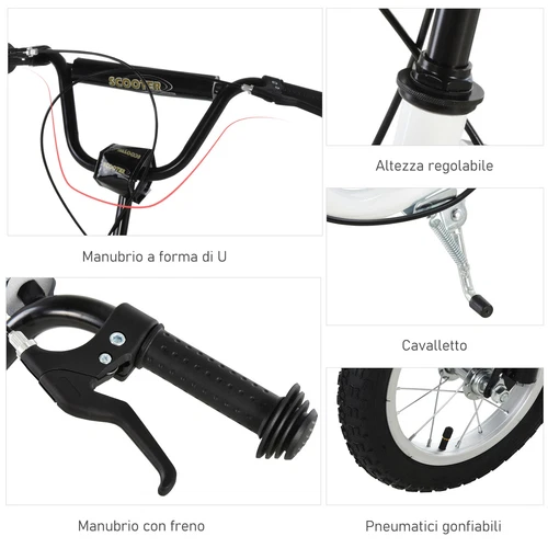 HOMCOM Monopattino Regolabile Ruote Grandi e Telaio in Metallo Max 100kg - Foto 8 di 10