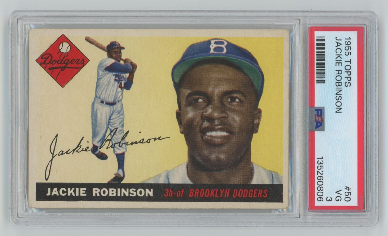 Jackie Robinson 1955 Topps PSA 3 #50 Brooklyn Dodgers