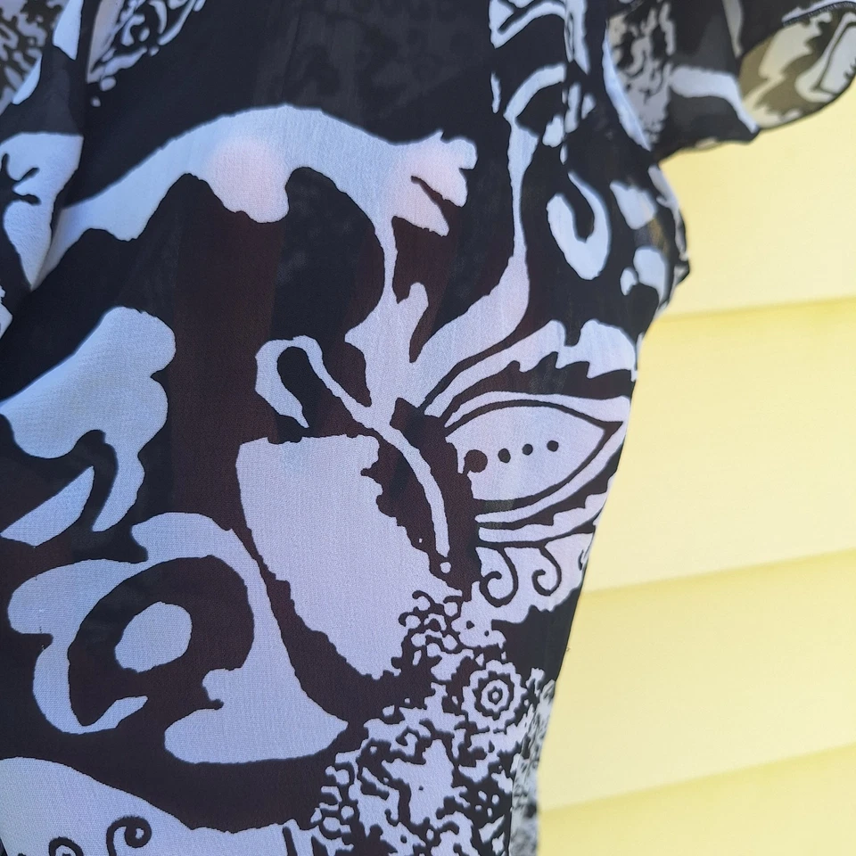 Blusa De Colección Para Mujer L Transparente Carrera Clásica En Niveles Volantes Manga Campesina Boho Y2K  Foto 2 de 4