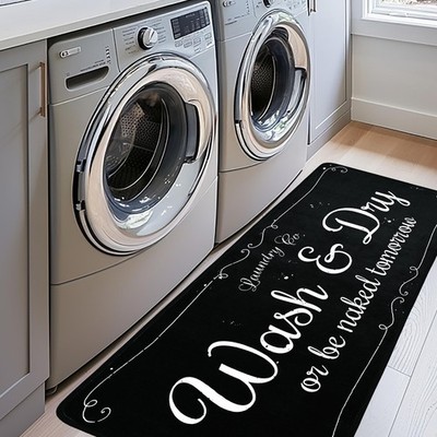 EYECY Laundry Room Runner Rug 24''X72'' Non-Slip TPR Back, Bordered Design Washabl