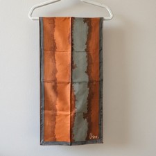 VTG Vera Neumann USA Silk Scarf Geometric Rust Orange and Gray Hand rolled hem