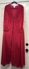 Vintage L Shadowline Candy Apple Red SILKY Nylon Peignoir Robe