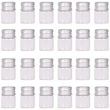 Mini Glass Bottles with Screw Caps 5ml 24 Sets Aluminum Top Metal Lids 5 Mill...