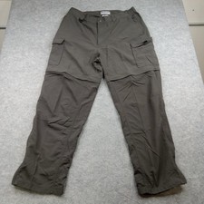 Columbia Pants Mens Large 32 GRT Olive Omni Dry Convertible Cargo Hiking Zip Off