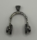Headphones Pendant Silver Tone Music DJ Retro Style Charm