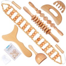 7-in-1 Wood Therapy Massage Tools Lymphatic Drainage Massager for Muscle Pain...