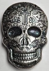 2 oz .999 Fine Silver Round Sugar Skull Design Hand Poured Day of The Dead d495