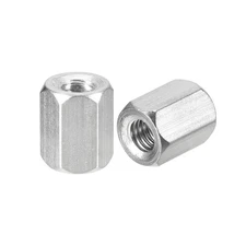 M6 x 1-Pitch 15mm Length Coupling Nuts, 15pcs 304 Stainless Steel Nuts